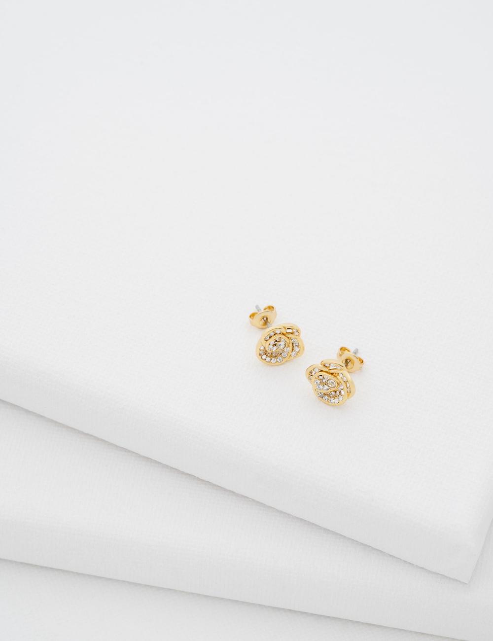 Women Ted Baker FLORINE - Crystal Flower Stud Earrings Gold | Egypt  RZTOE-7068
