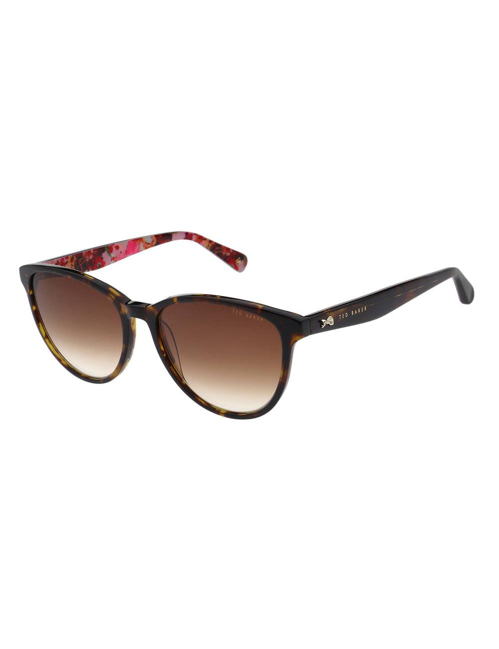 Women Ted Baker FLORI - Classic Round Print Detail Sunglasses Brown | Egypt  TGYLU-2158