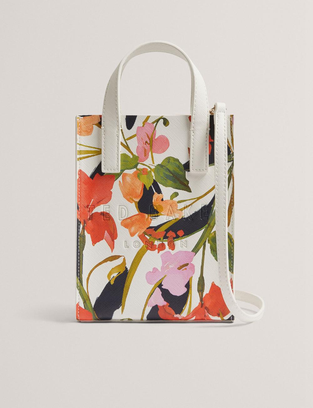 Women Ted Baker FLOWEIA - Floral Faux Leather Mini Tote Bags Cream | Egypt  VJLGK-8196