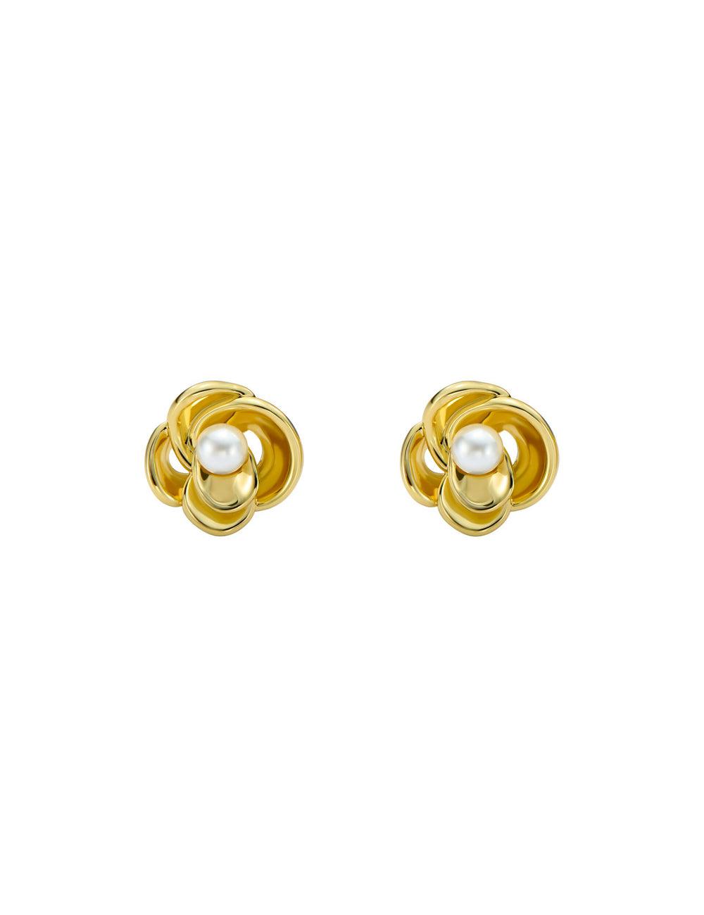 Women Ted Baker FLO - Pearl Flower Stud Earrings Gold | Egypt  NXRTM-2476