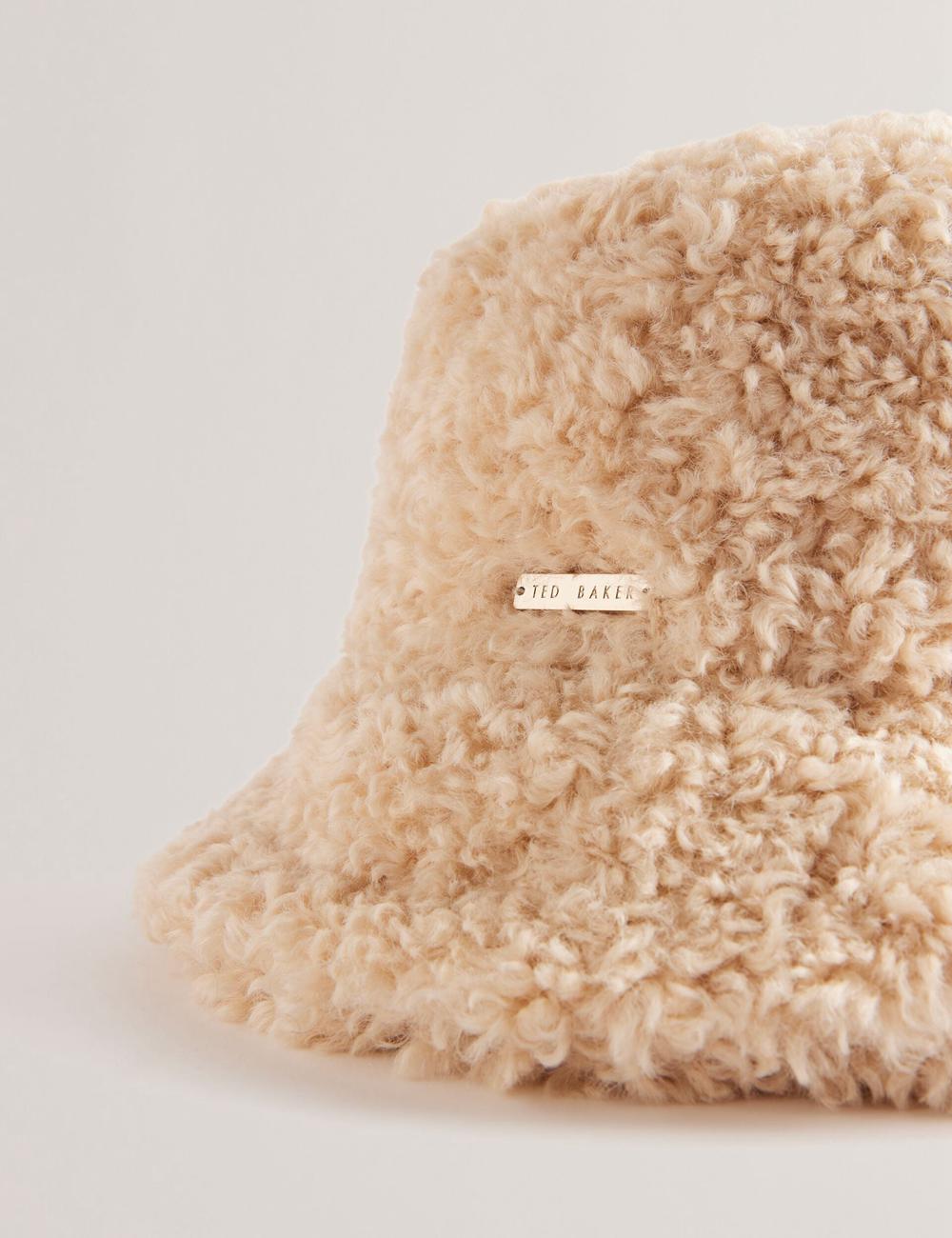 Women Ted Baker FLUFFYI - Faux Shearling Wide Brim Bucket Hats Natural | Egypt  RCIFP-5280