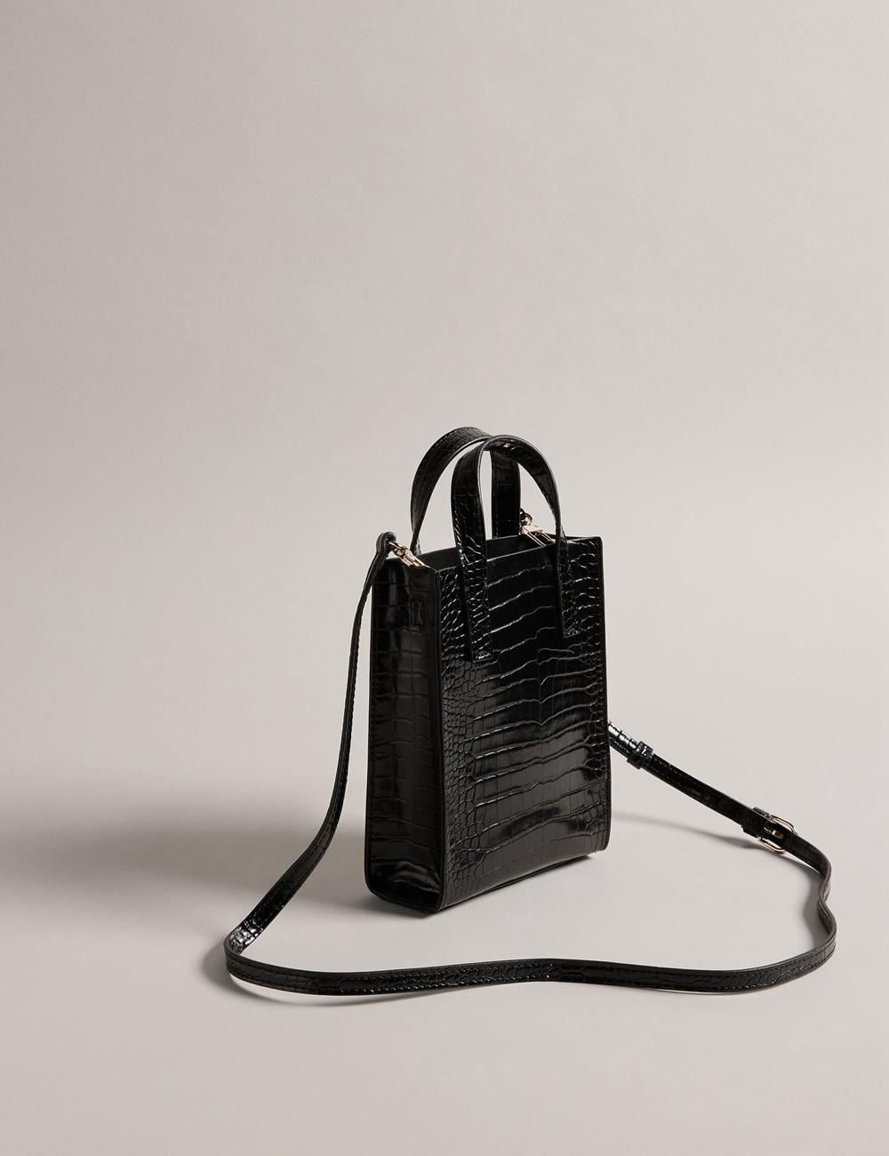 Women Ted Baker GATOCON - Mini Croc Effect Icon Tote Bags Black | Egypt  YPZUL-3561
