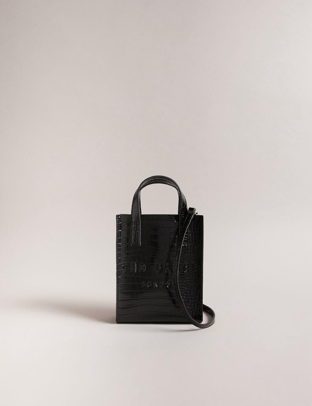 Women Ted Baker GATOCON - Mini Croc Effect Icon Tote Bags Black | Egypt  YPZUL-3561