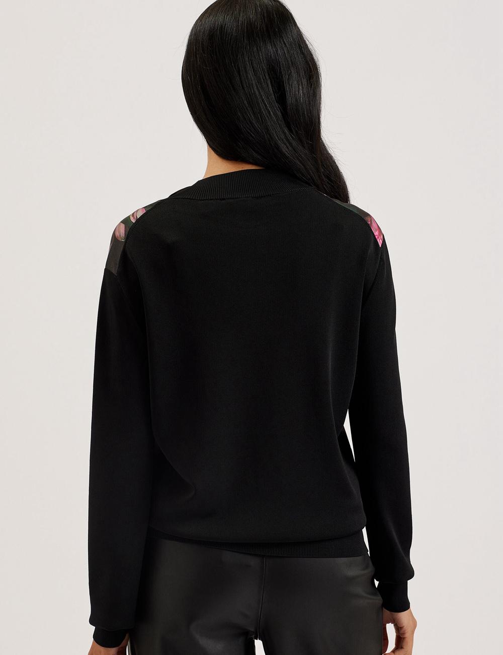 Women Ted Baker GEMHAA - Printed Panel Long Sleeve Cardigans Black | Egypt  TGJUI-6450
