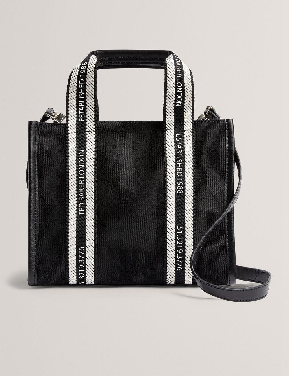 Women Ted Baker GEORJEA - Branded Webbing Canvas Small Tote Bags Black | Egypt  ZNOJU-3620