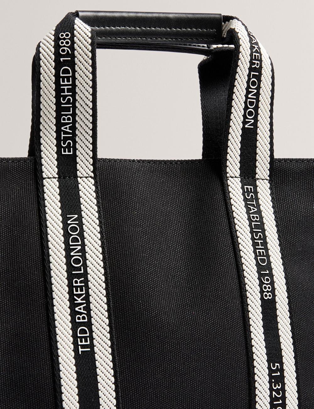 Women Ted Baker GEORJEA - Branded Webbing Canvas Small Tote Bags Black | Egypt  ZNOJU-3620