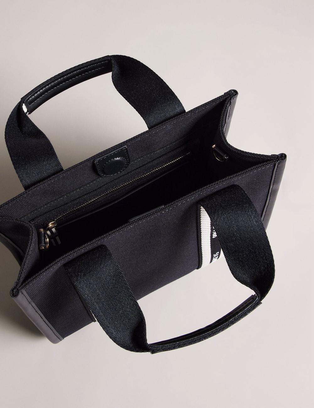 Women Ted Baker GEORJEA - Branded Webbing Canvas Small Tote Bags Black | Egypt  ZNOJU-3620