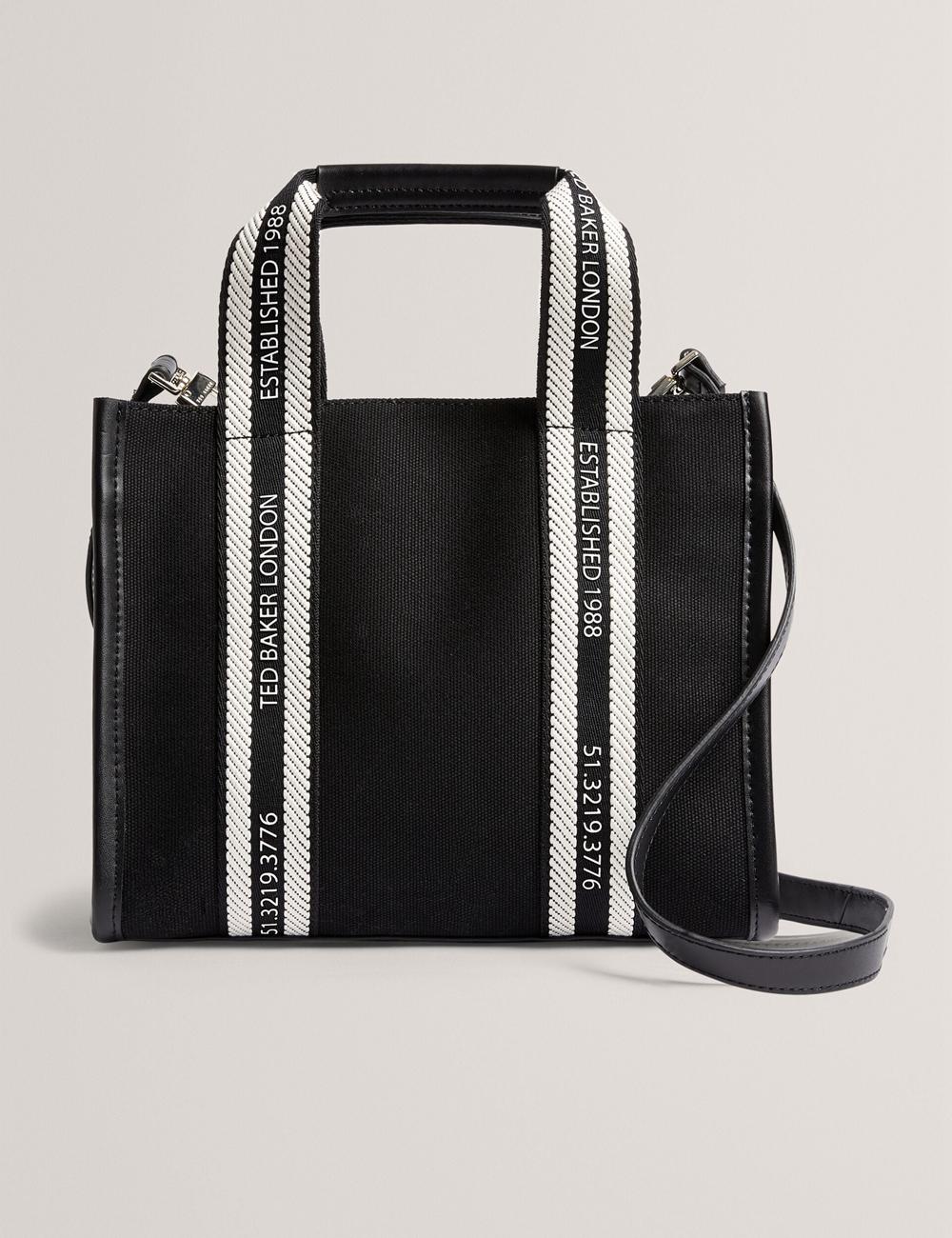 Women Ted Baker GEORJEA - Branded Webbing Canvas Small Tote Bags Black | Egypt  ZNOJU-3620