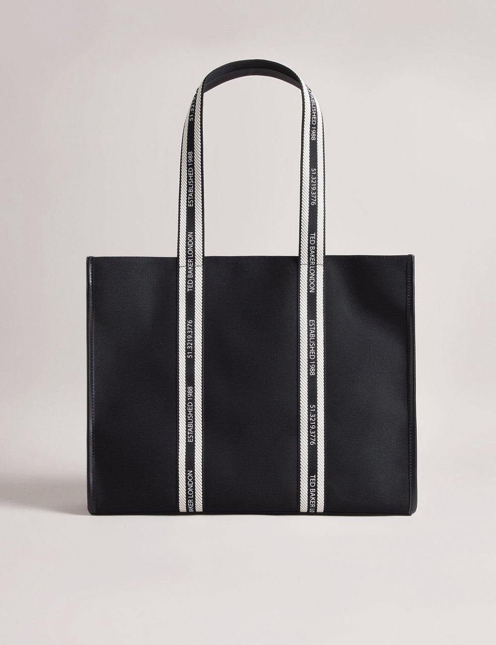 Women Ted Baker GEORJEY - Branded Webbing Canvas Large Tote Bags Black | Egypt  KYPAS-5724