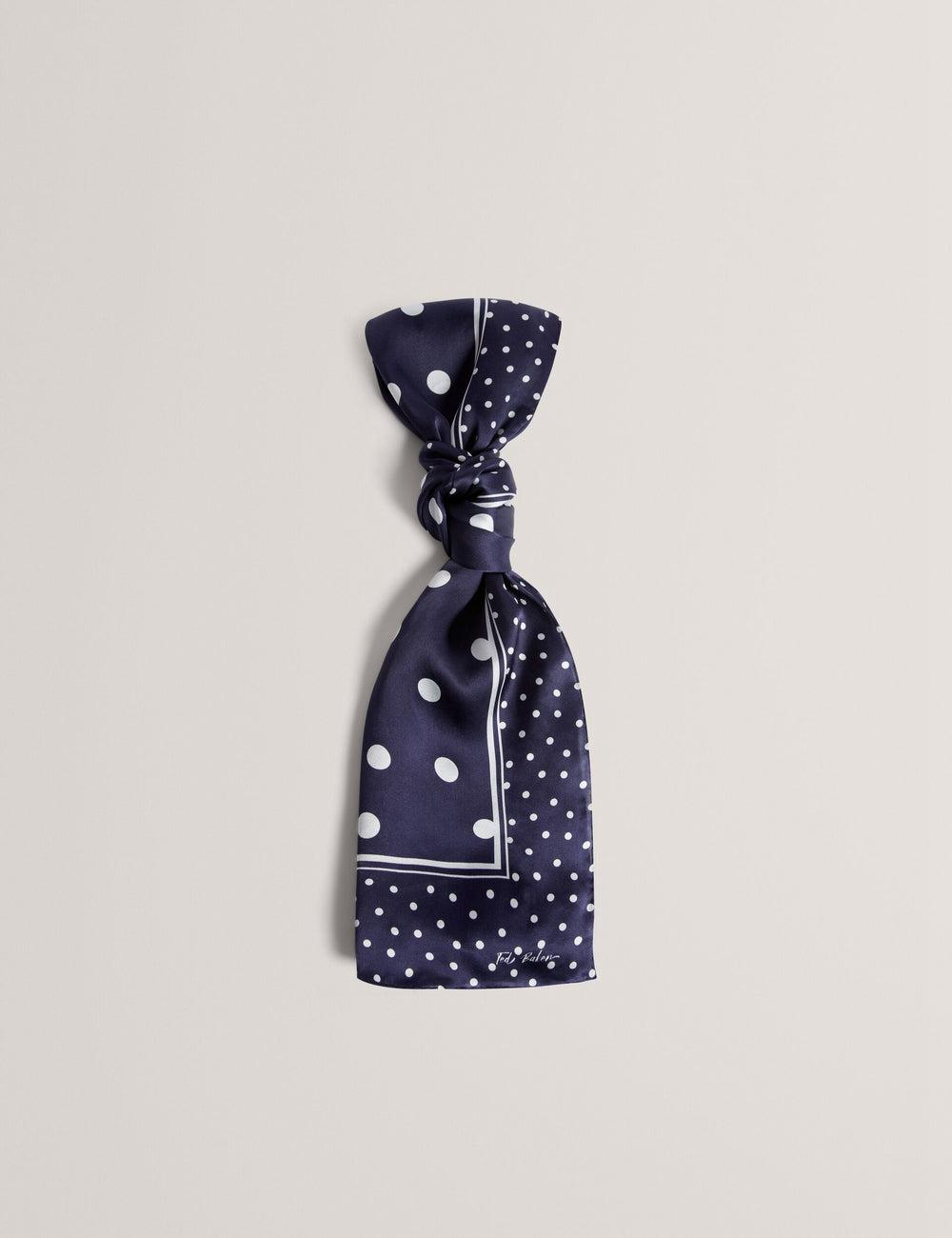 Women Ted Baker GILLS - Polka Dot Print Long Satin Silk Scarves Navy | Egypt  XOZKS-1832