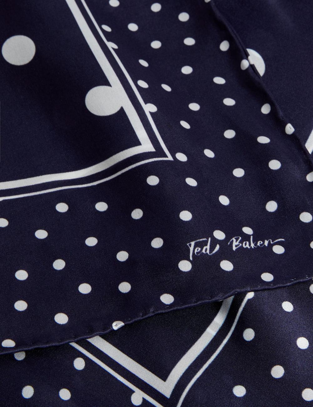 Women Ted Baker GILLS - Polka Dot Print Long Satin Silk Scarves Navy | Egypt  XOZKS-1832
