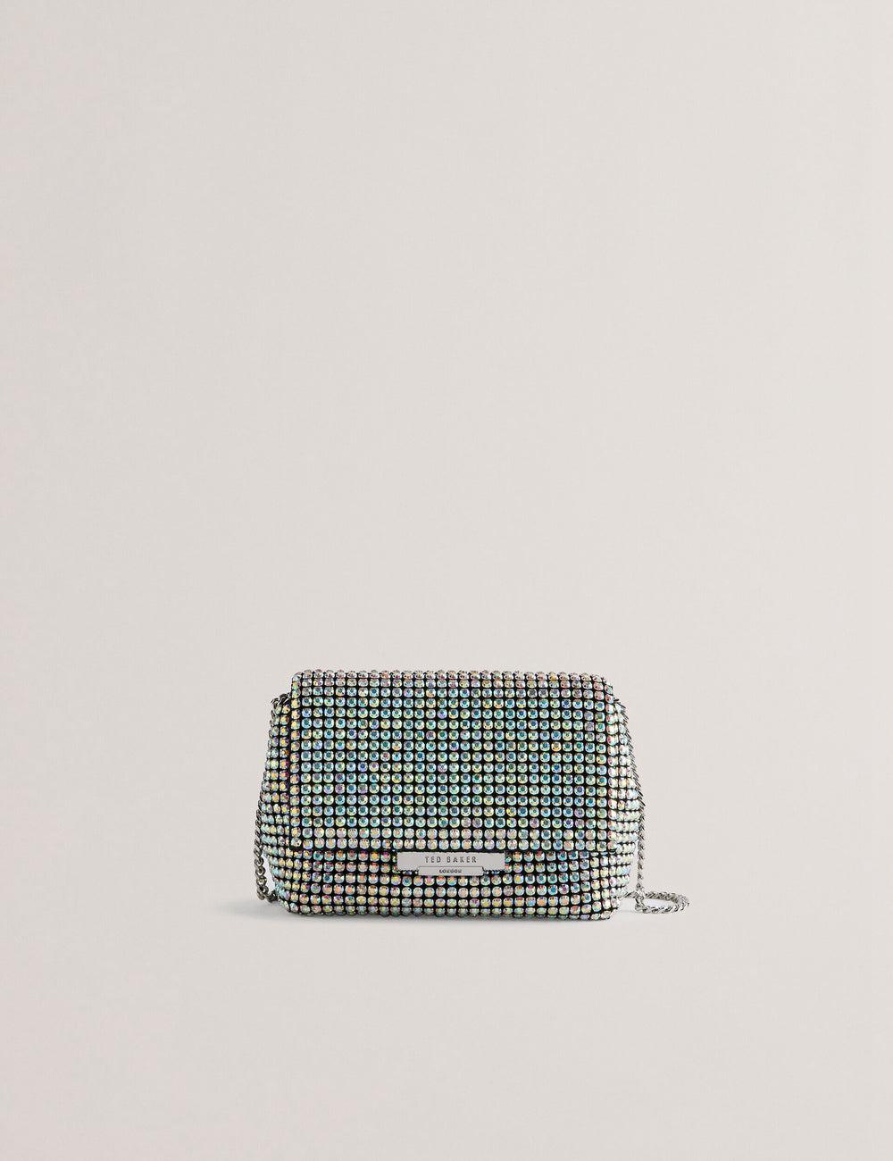 Women Ted Baker GLITERS - Crystal Embellished Mini Crossbody Bags Silver | Egypt  RSPGT-1742