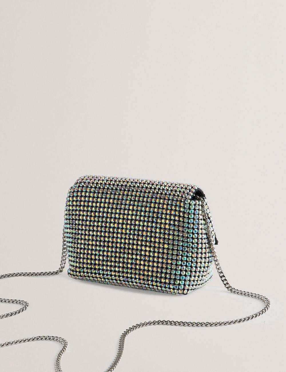 Women Ted Baker GLITERS - Crystal Embellished Mini Crossbody Bags Silver | Egypt  RSPGT-1742