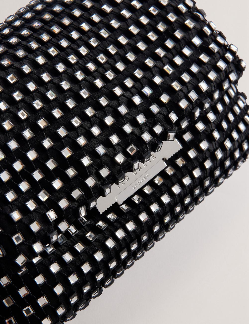 Women Ted Baker GLITSZI - Crystal Cage Mini Crossbody Bags Black | Egypt  KFEUG-9724