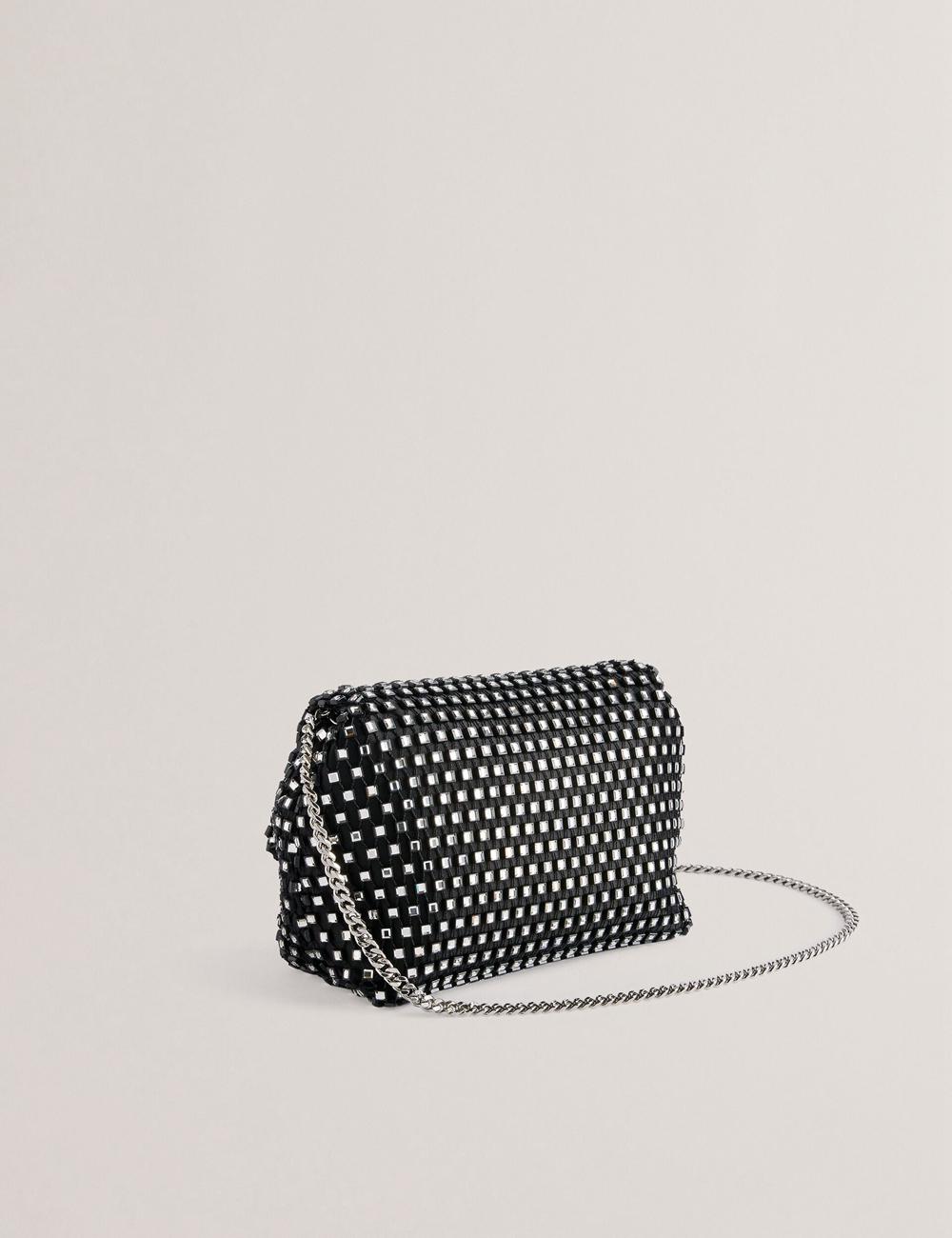 Women Ted Baker GLITSZI - Crystal Cage Mini Crossbody Bags Black | Egypt  KFEUG-9724