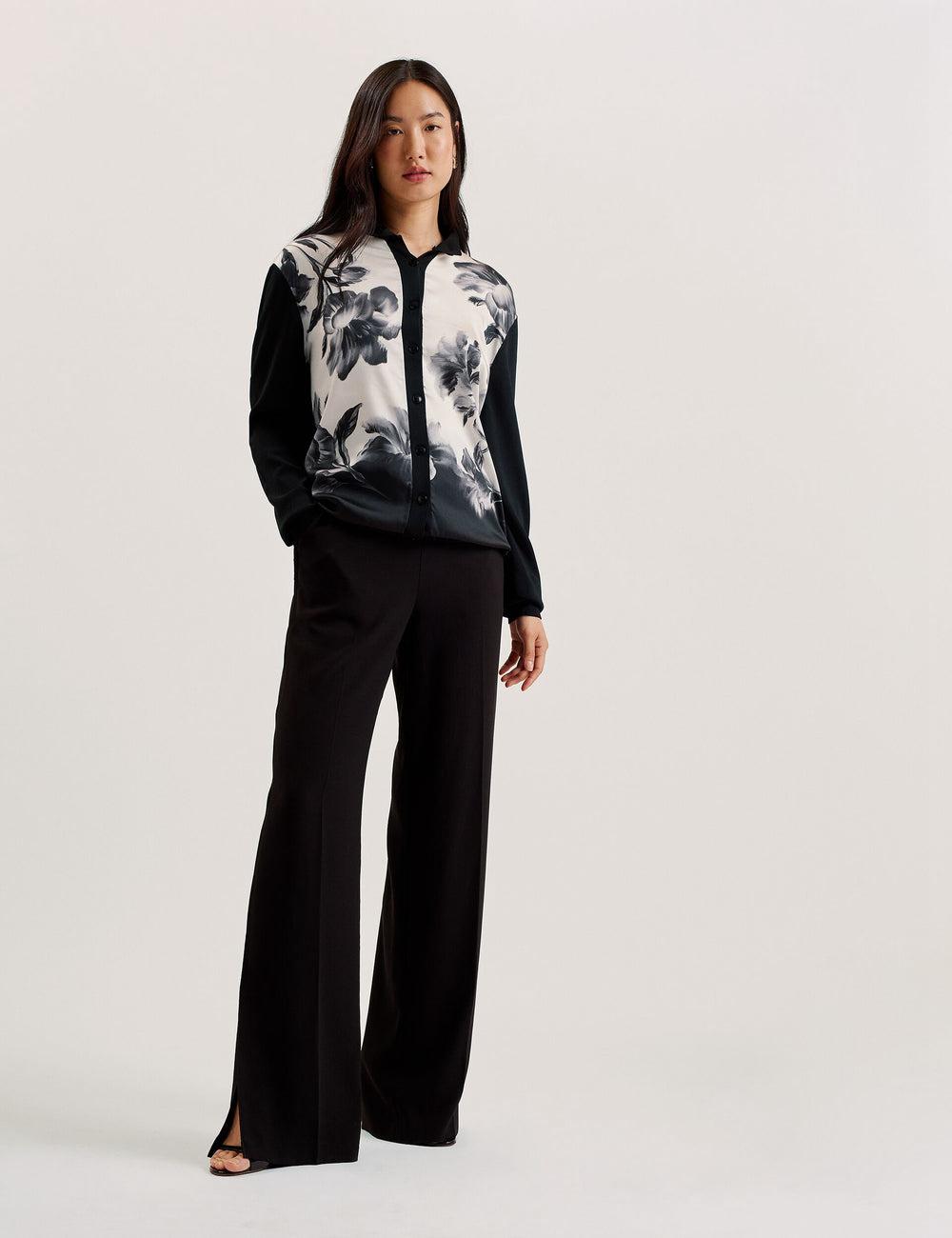 Women Ted Baker GWEENN - Monochrome Print Woven Front Cardigans Black | Egypt  GSZUP-8203