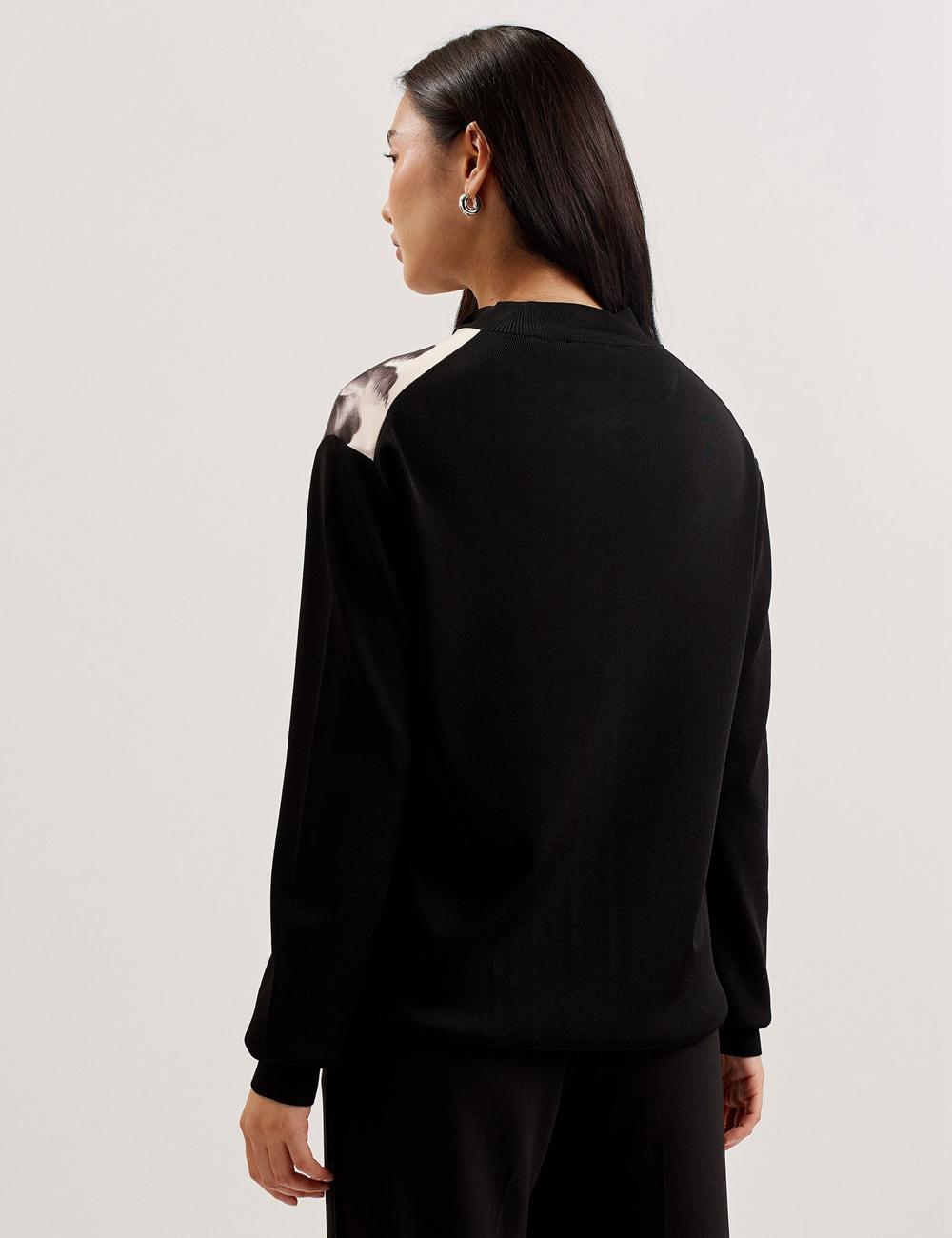 Women Ted Baker GWEENN - Monochrome Print Woven Front Cardigans Black | Egypt  GSZUP-8203