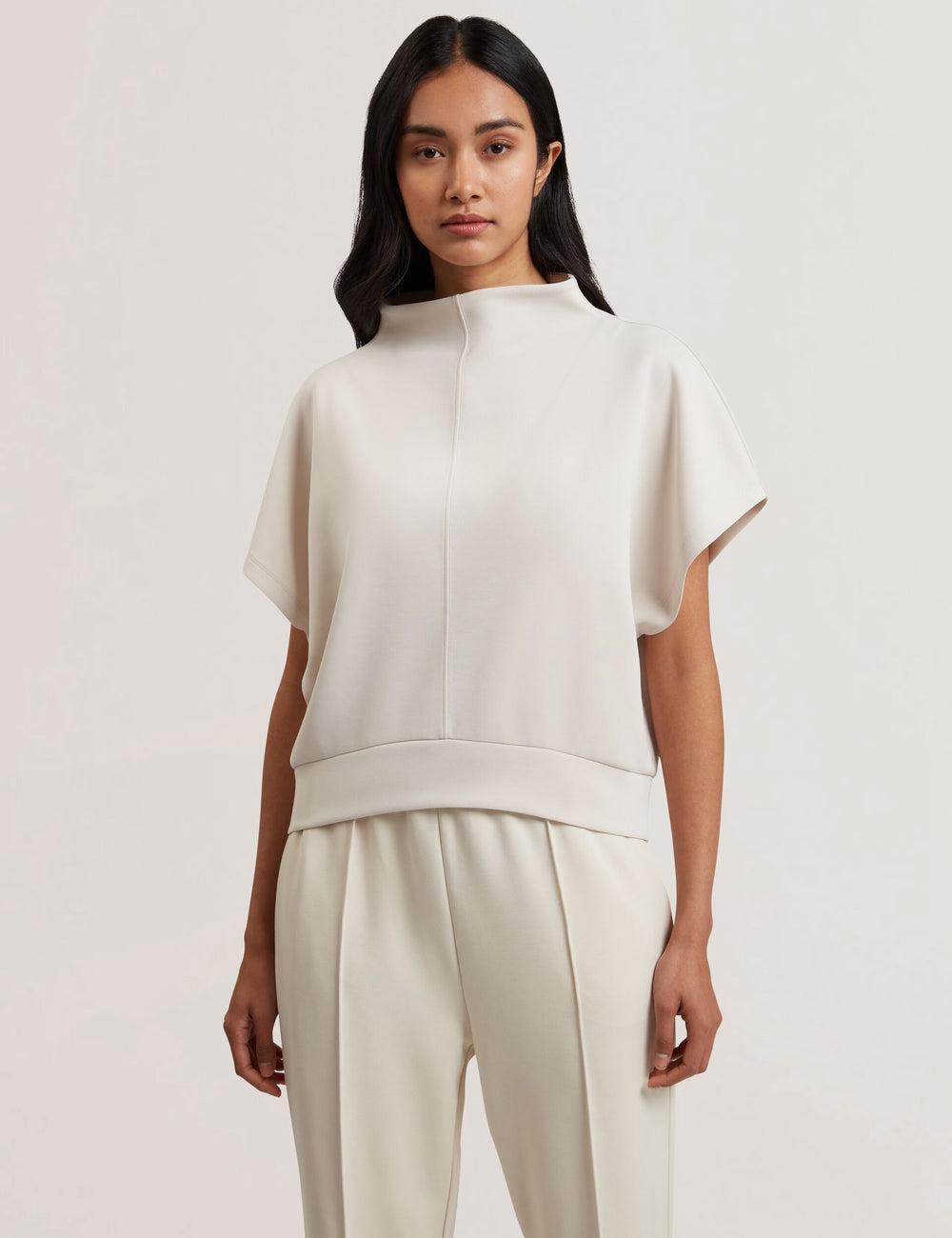 Women Ted Baker HALIYY - Funnel Neck Boxy Short Sleeve Sweatshirts Ivory | Egypt  VASON-6845