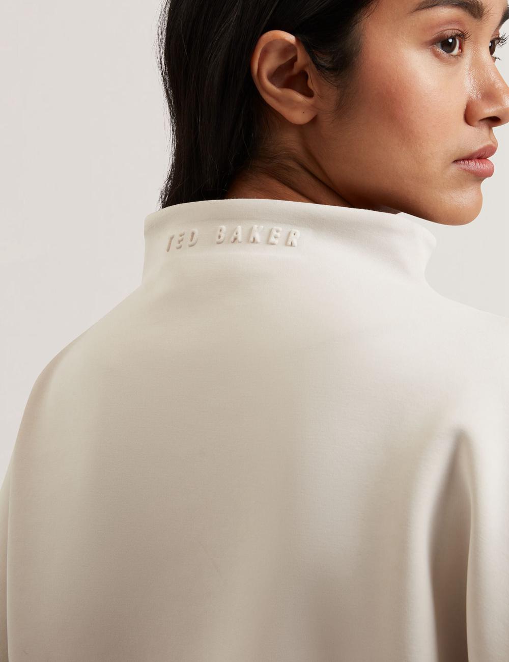 Women Ted Baker HALIYY - Funnel Neck Boxy Short Sleeve Sweatshirts Ivory | Egypt  VASON-6845