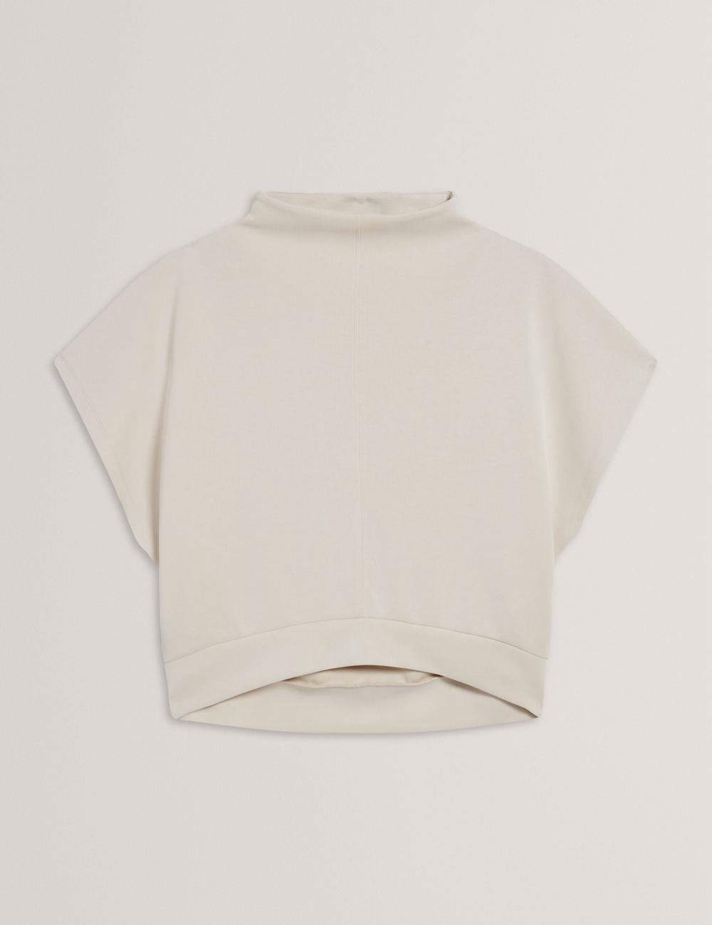 Women Ted Baker HALIYY - Funnel Neck Boxy Short Sleeve Sweatshirts Ivory | Egypt  VASON-6845