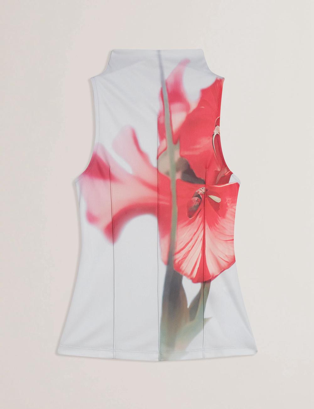 Women Ted Baker HARPLNN - Floral High Neck Jersey Tank Tops Blue | Egypt  BLWFO-8175