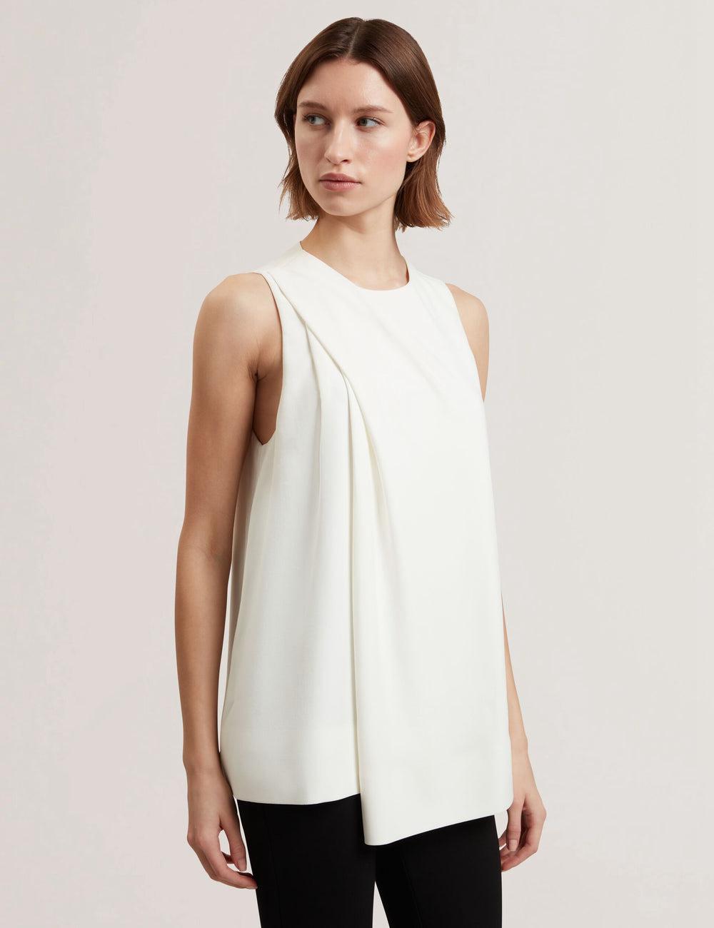Women Ted Baker ICANA - Draped Front Asymmetric Sleeveless Tops Ivory | Egypt  NPFAC-6058