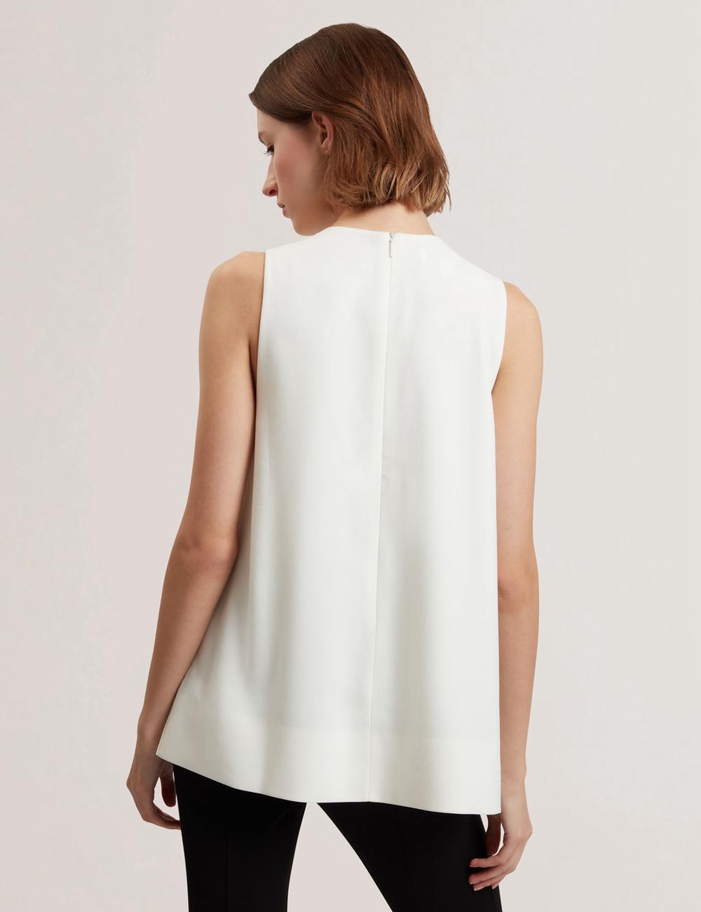 Women Ted Baker ICANA - Draped Front Asymmetric Sleeveless Tops Ivory | Egypt  NPFAC-6058