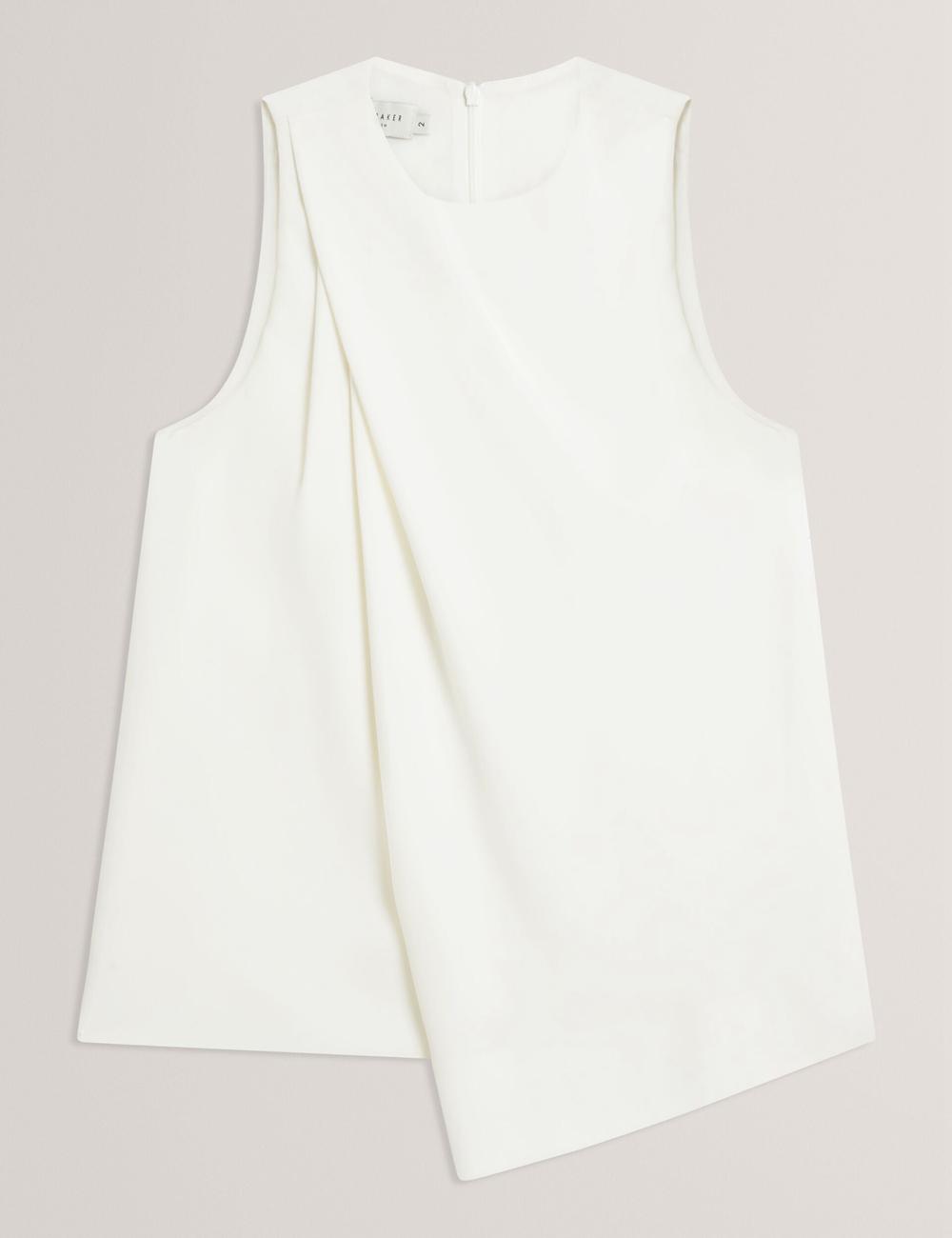 Women Ted Baker ICANA - Draped Front Asymmetric Sleeveless Tops Ivory | Egypt  NPFAC-6058