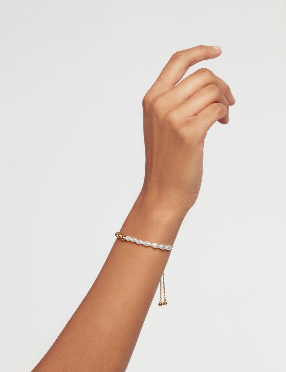 Women Ted Baker INELA - Island Pearl Bead Adjustable Bracelets Gold | Egypt  OXHLN-6148