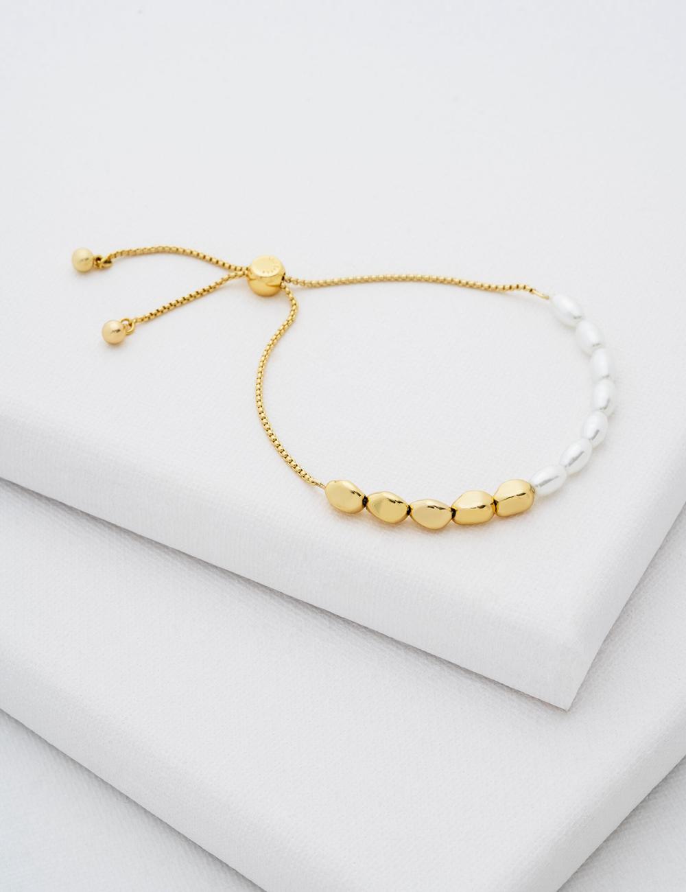 Women Ted Baker INELA - Island Pearl Bead Adjustable Bracelets Gold | Egypt  OXHLN-6148