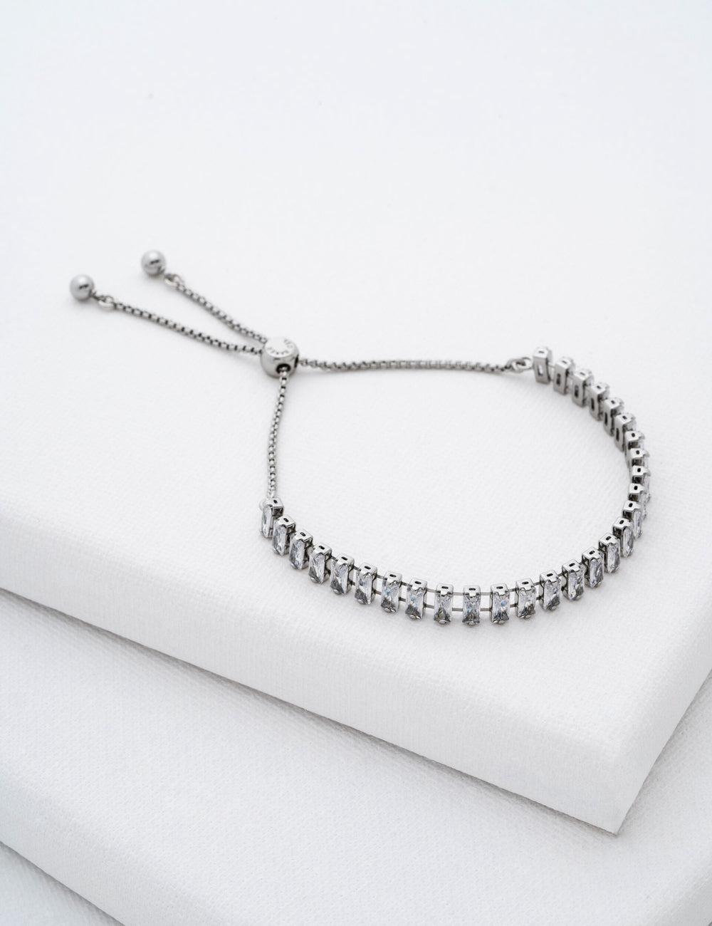 Women Ted Baker ISABELA - Baguette Crystal Adjustable Bracelets Silver | Egypt  BWIQJ-3592