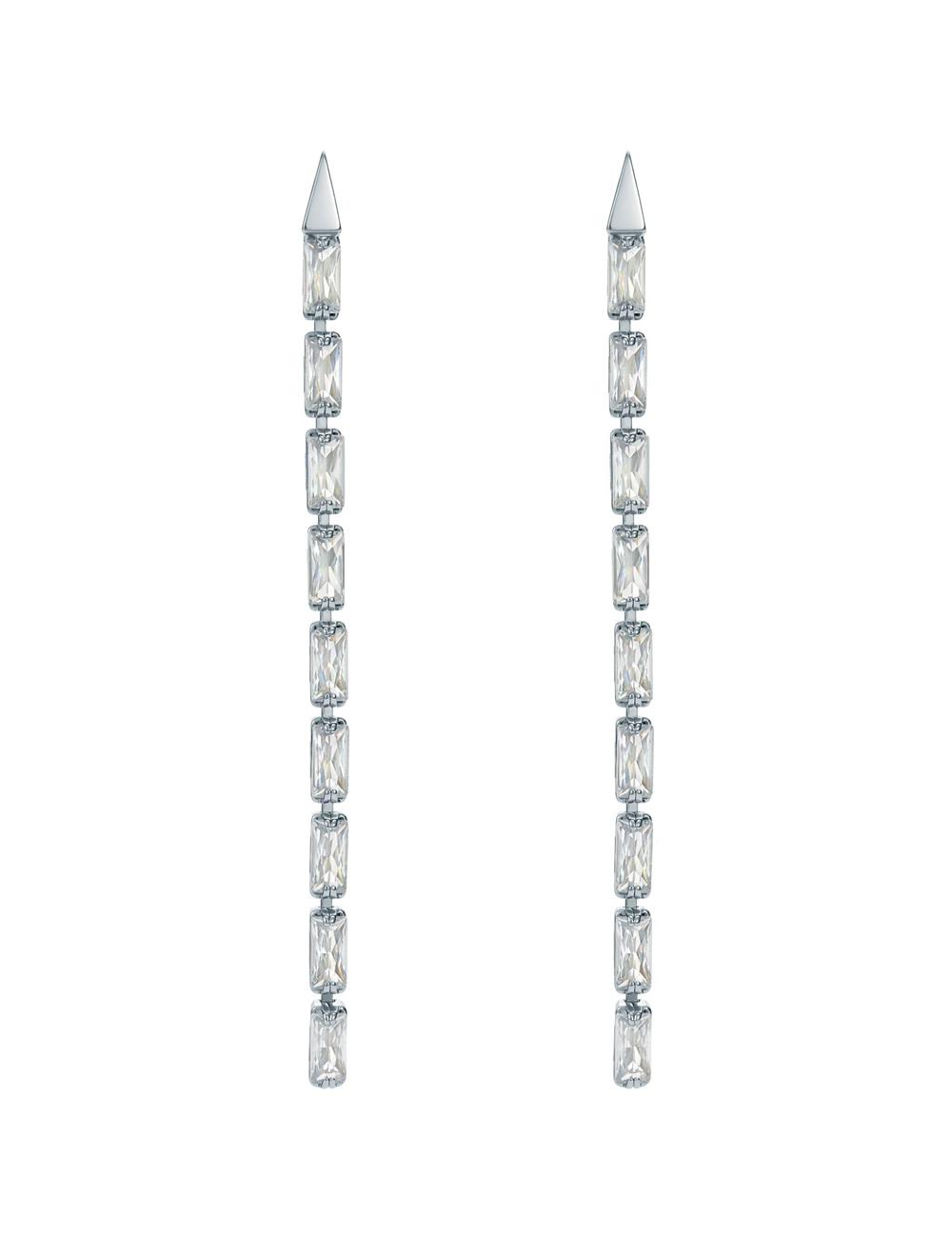 Women Ted Baker ISALIE - Baguette Crystal Long Drop Earrings Silver | Egypt  LAOKV-6725