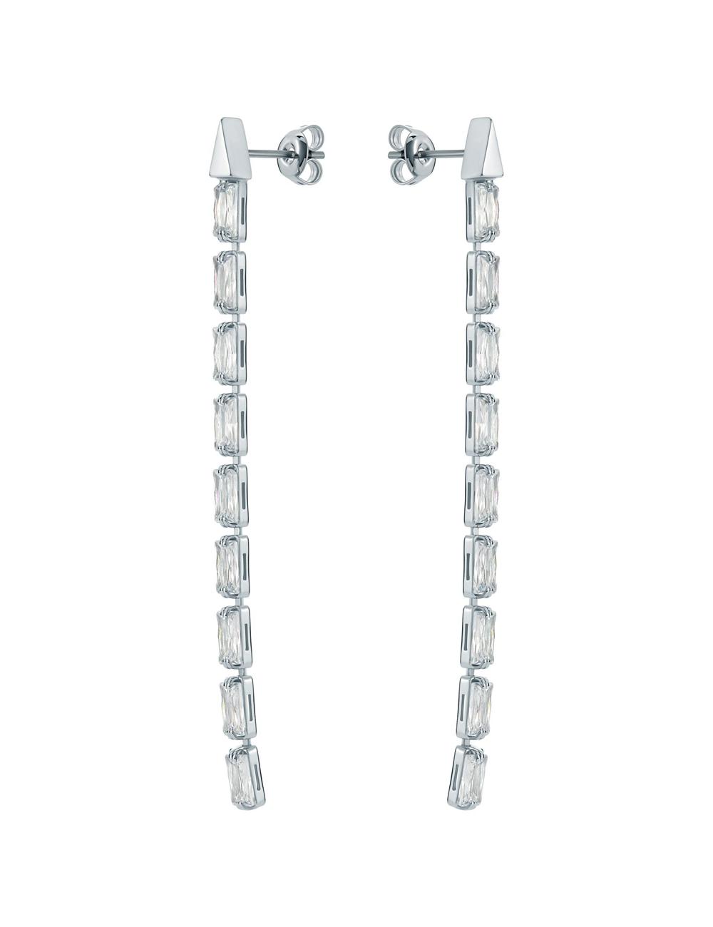 Women Ted Baker ISALIE - Baguette Crystal Long Drop Earrings Silver | Egypt  LAOKV-6725