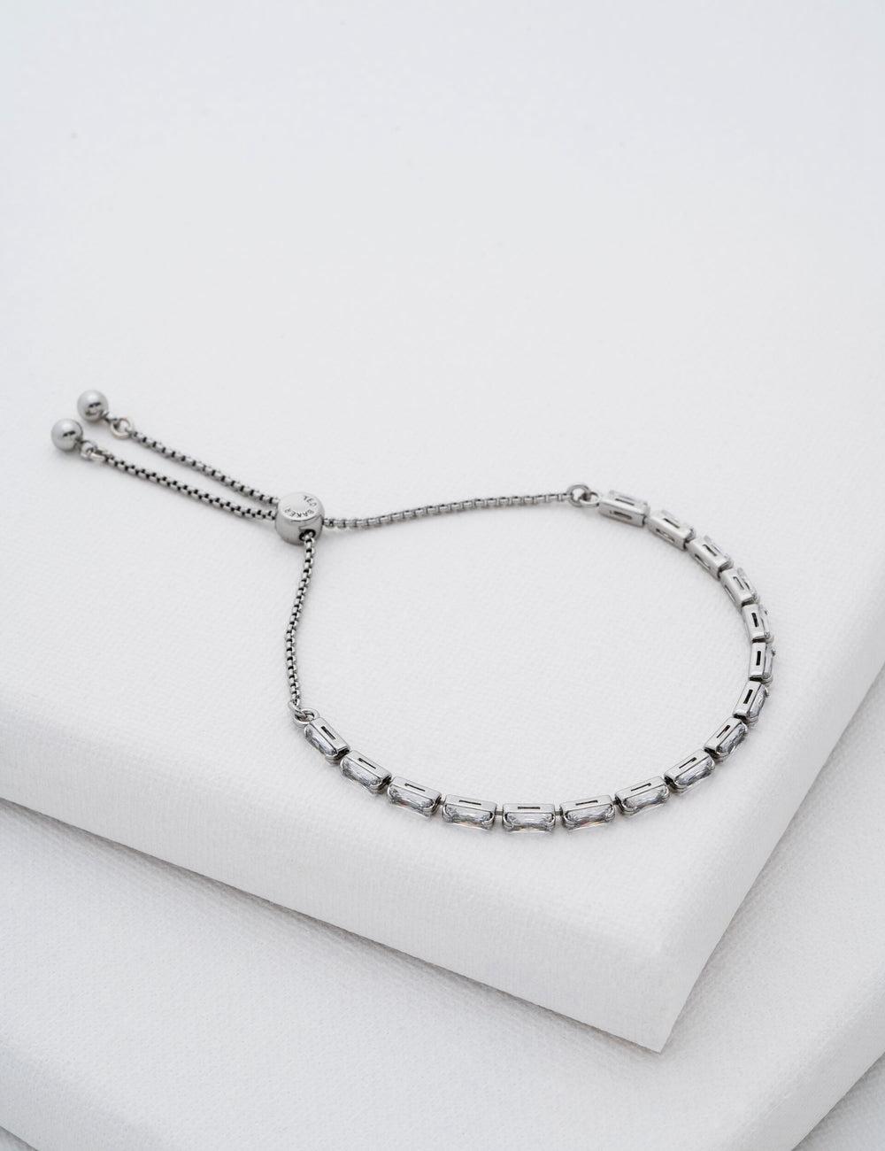 Women Ted Baker ISELA - Baguette Crystal Slider Tennis Bracelets Silver | Egypt  NHOCG-5670