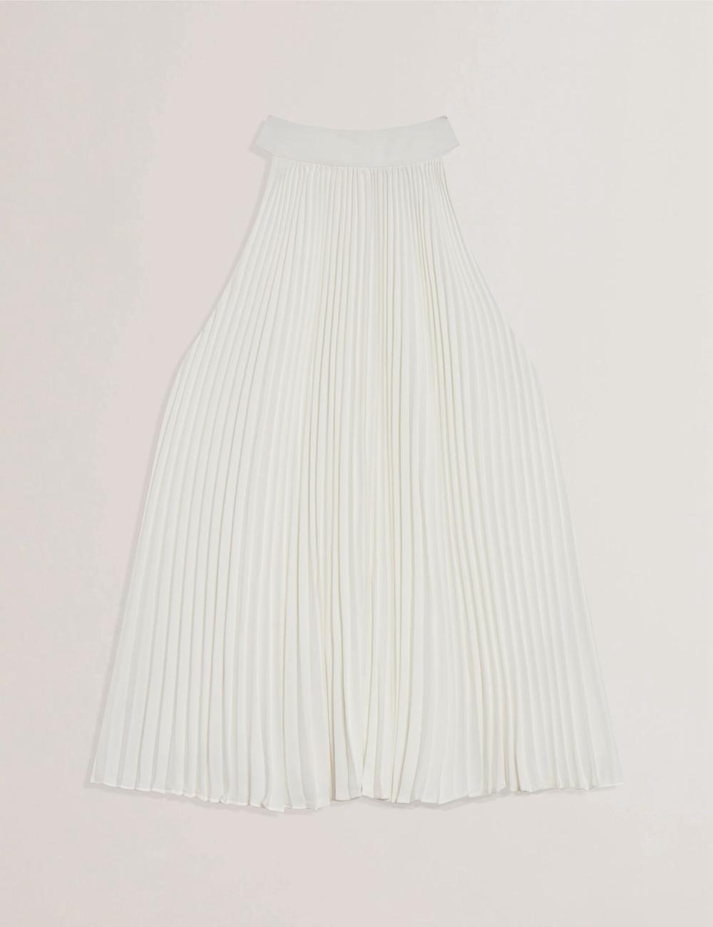Women Ted Baker JAMAYA - High Halter Neck Pleated Sleeveless Tops Ivory | Egypt  SBNYZ-3874