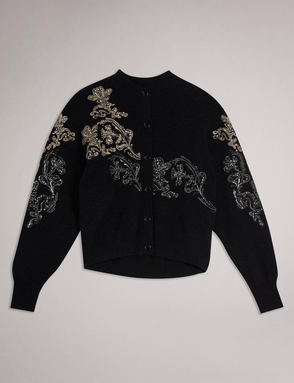Women Ted Baker JENIIYY - Sequin Embellished Wool Bomber Cardigans Grey | Egypt  ICJPW-0374