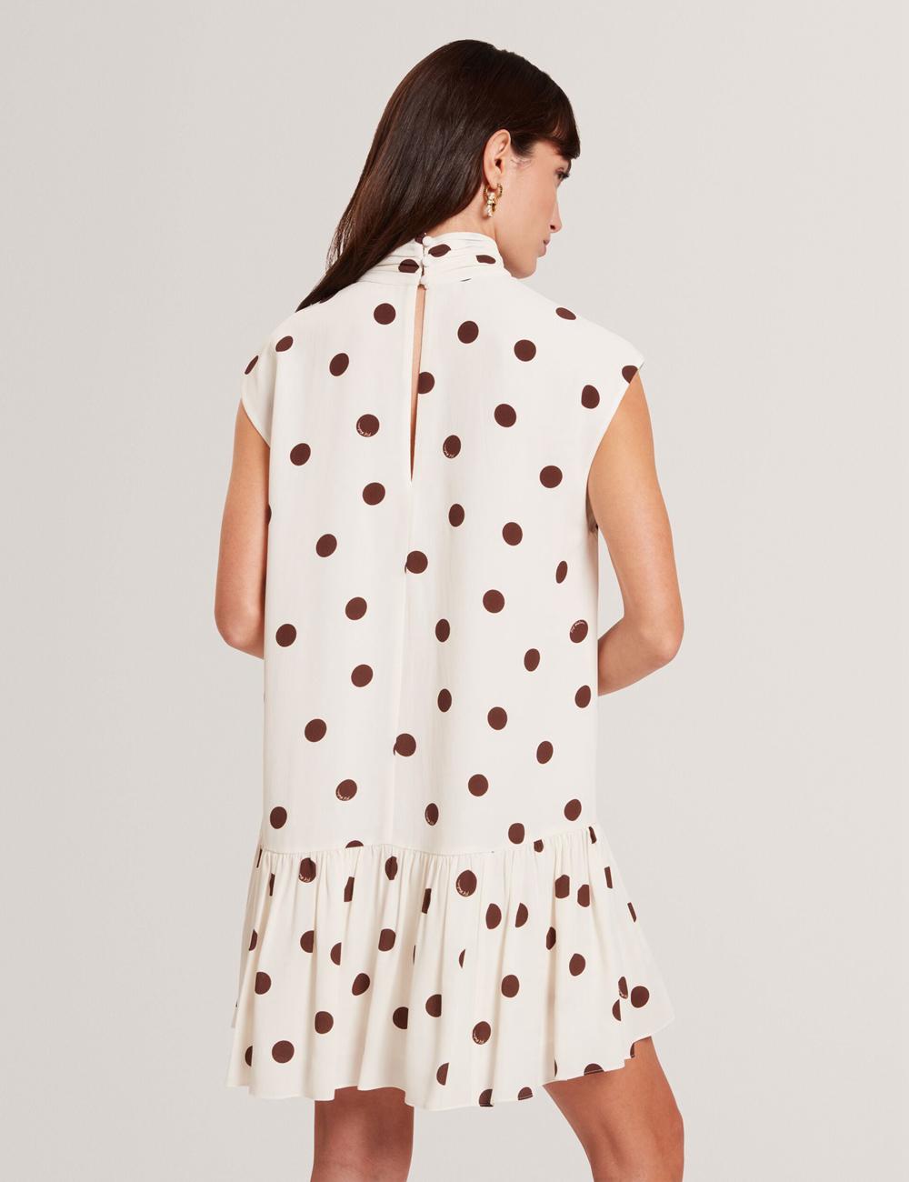 Women Ted Baker JUTUVA - Polka Dot Neck Shift Mini Dresses Ivory | Egypt  KREYJ-0436