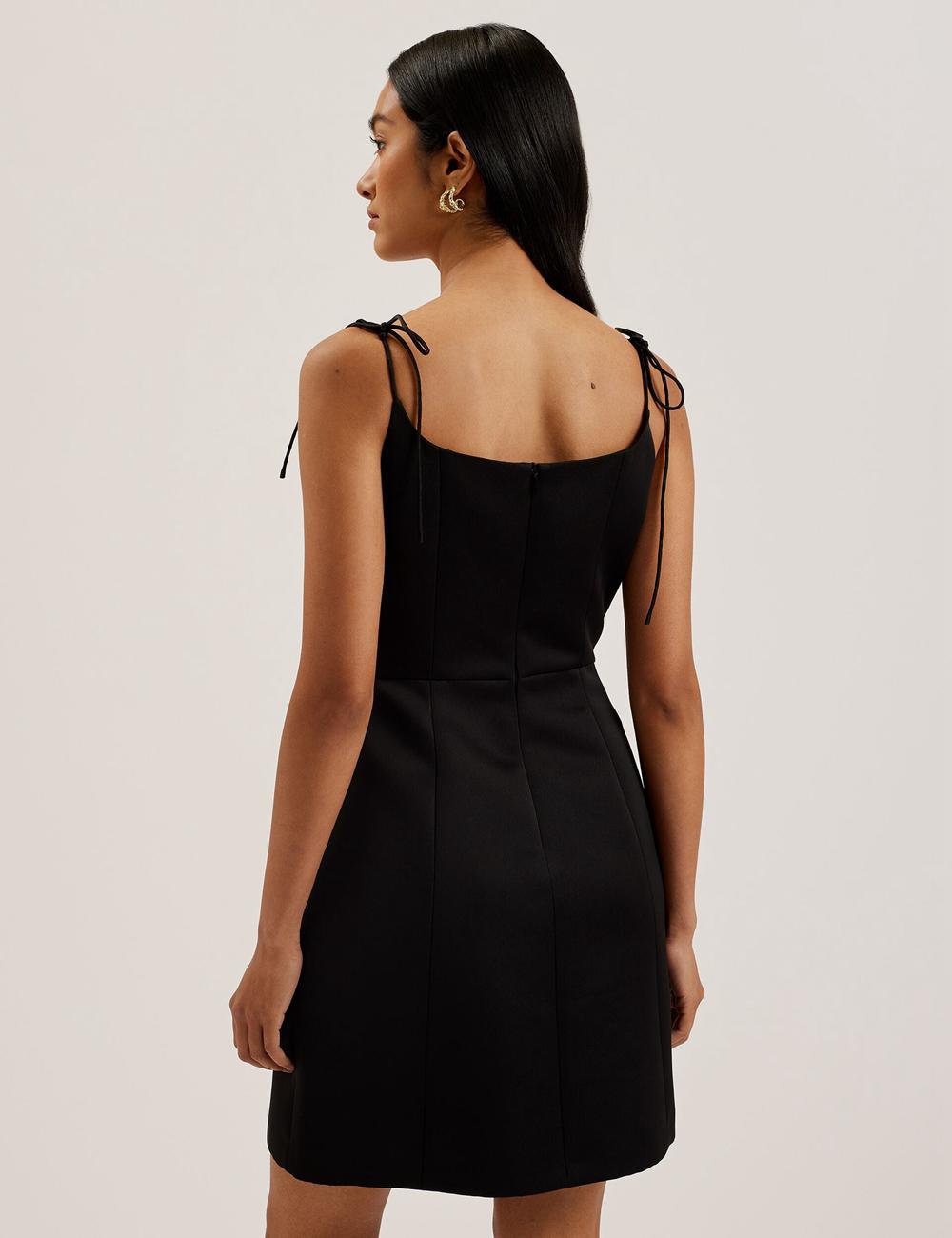 Women Ted Baker KAVALA - Strap Square Neck Mini Dresses Black | Egypt  VTUMD-2356