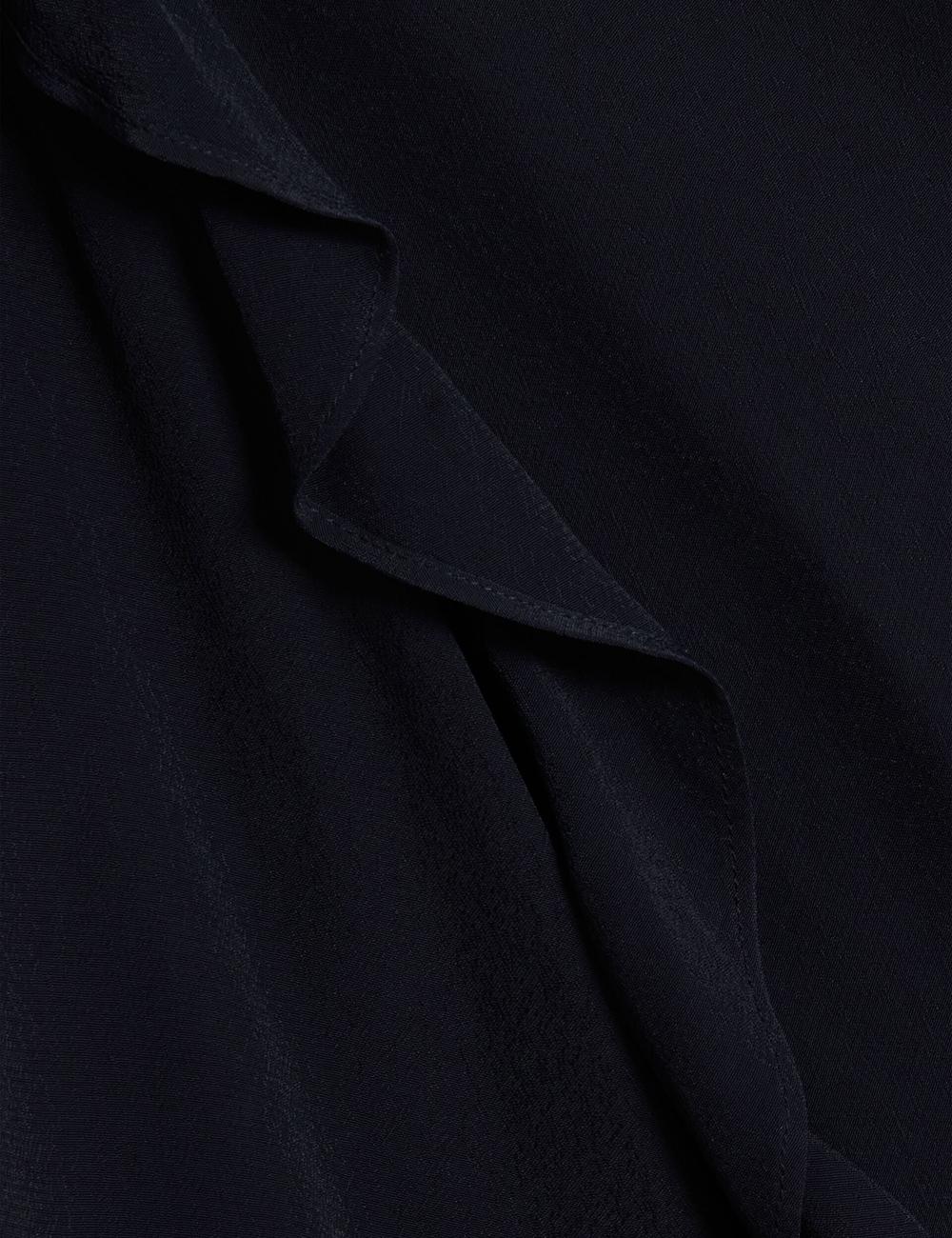 Women Ted Baker KAYFA - Waterfall Ruffle Trim Long Sleeve Blouses Navy | Egypt  UTWZA-0681