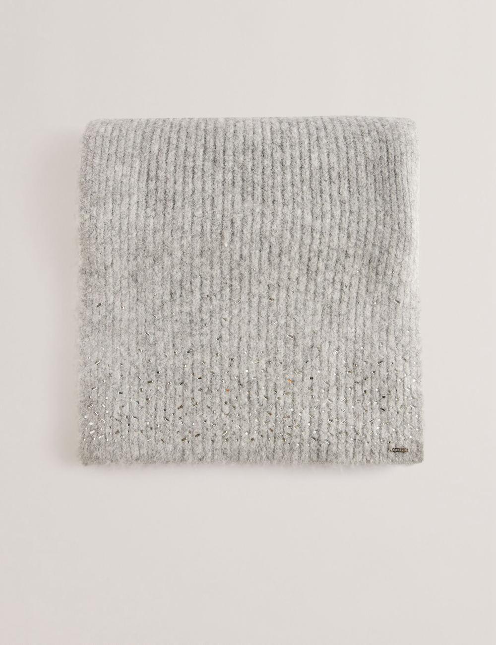 Women Ted Baker KERIISA - Scattered Rhinestone Knitted Scarves Grey | Egypt  GVURL-9853