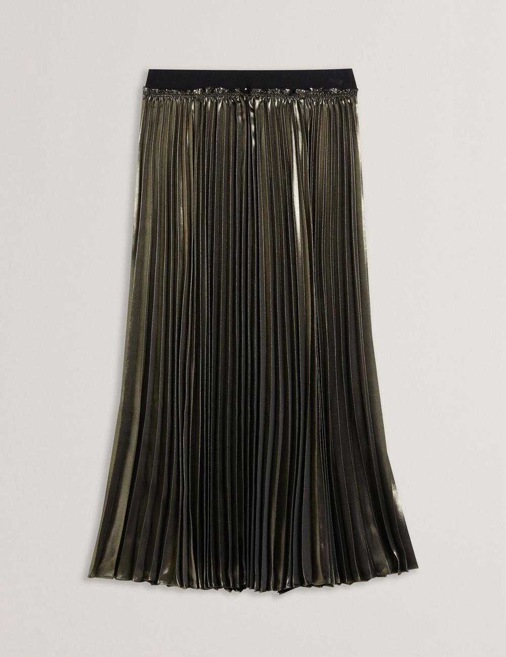 Women Ted Baker KESE - Metallic Pleated A-Line Midi Skirts Gold | Egypt  GJPCY-6134
