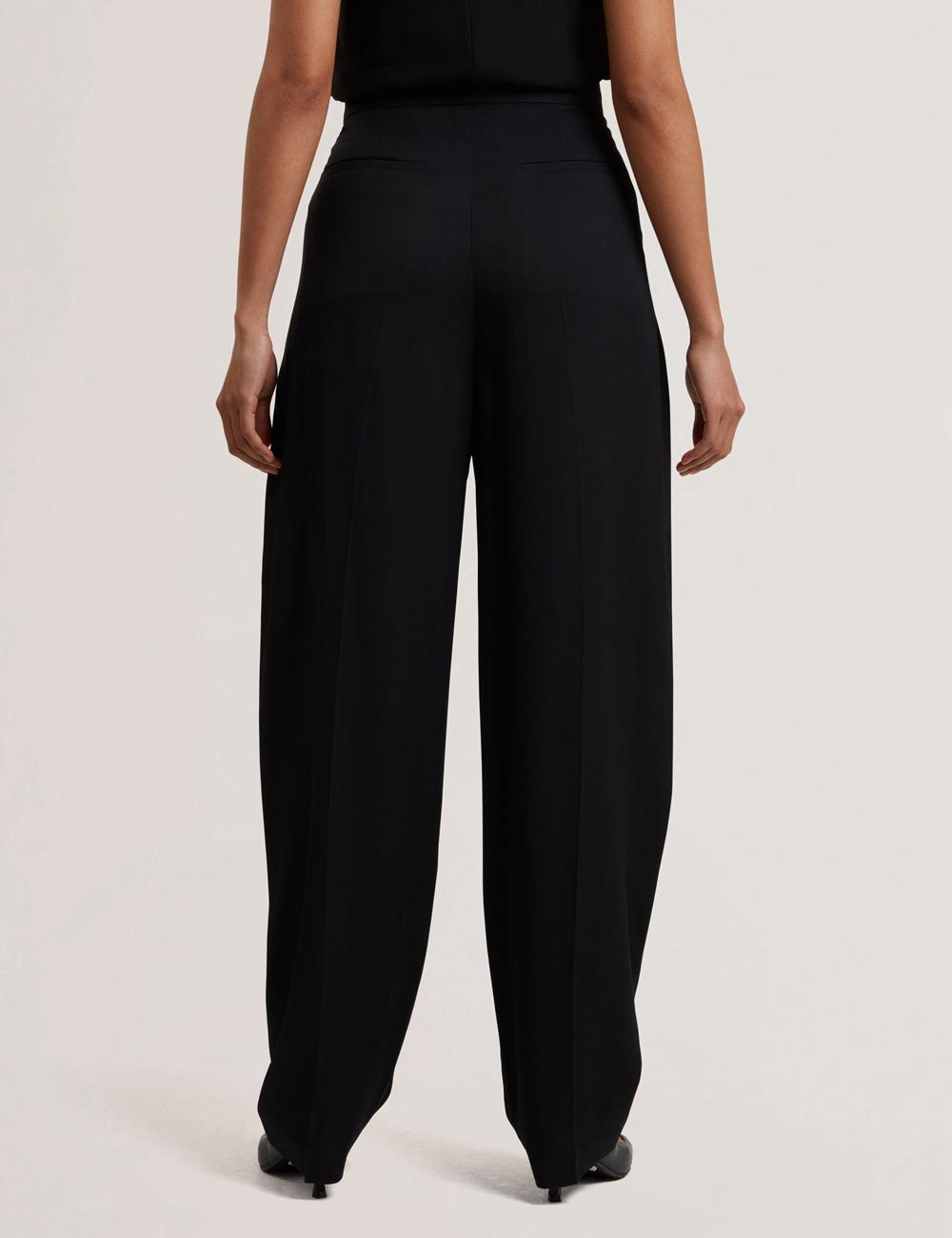 Women Ted Baker KIOLLI - Wool Blend Barrel Leg Tailored Trousers Black | Egypt  GNDFT-6109