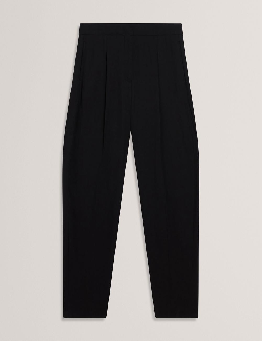 Women Ted Baker KIOLLI - Wool Blend Barrel Leg Tailored Trousers Black | Egypt  GNDFT-6109