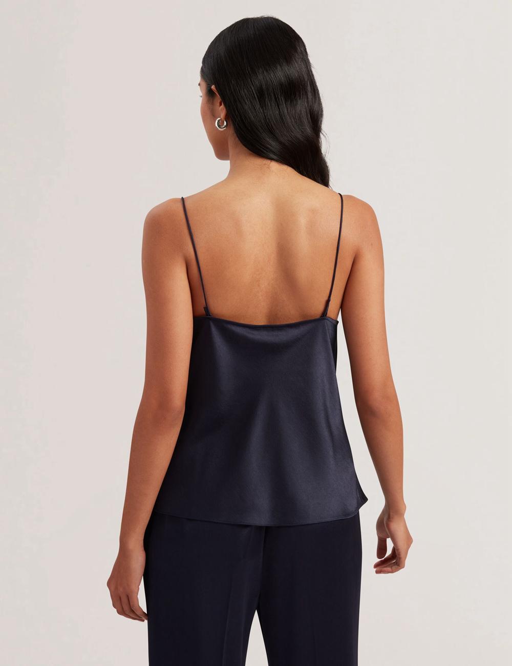 Women Ted Baker KITI - Satin Cowl Neck Strappy Cami Tops Navy | Egypt  XSZIC-8350