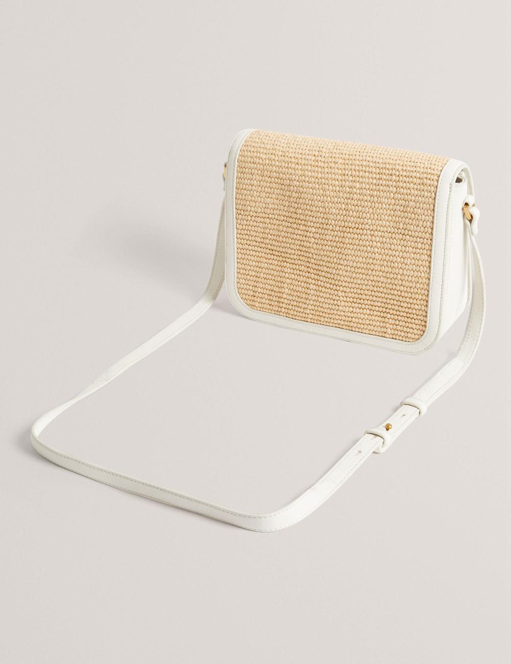 Women Ted Baker KKASSIA - Faux Raffia Twist Lock Crossbody Satchel Satchel Bags Ecru | Egypt  QDKYS-9610