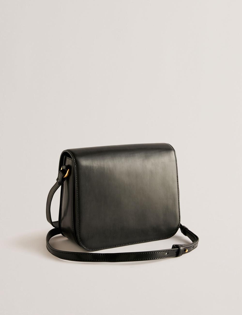 Women Ted Baker KKAYLI - Polished Leather Crossbody Satchel Satchel Bags Black | Egypt  IJFOG-9274