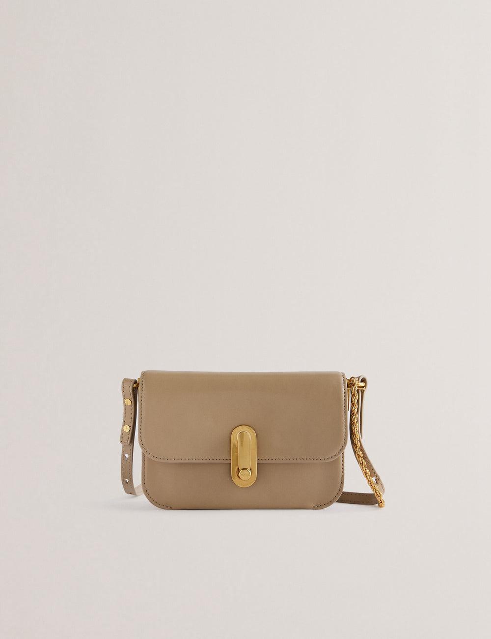 Women Ted Baker KKAYSA - Leather Twist Lock Small Crossbody Bags Taupe | Egypt  ICHYM-4853