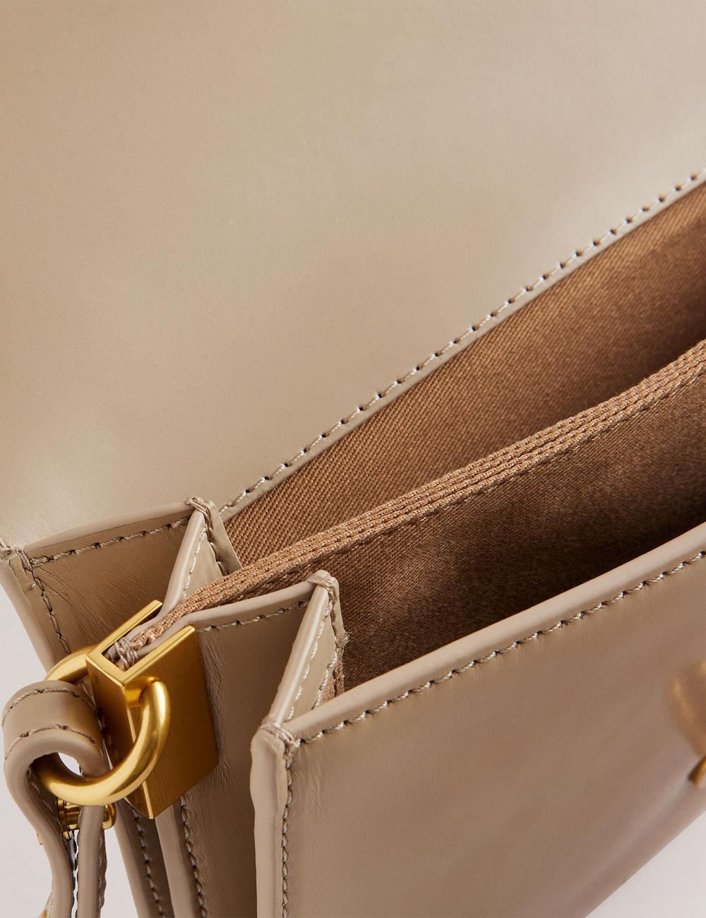 Women Ted Baker KKAYSA - Leather Twist Lock Small Crossbody Bags Taupe | Egypt  ICHYM-4853