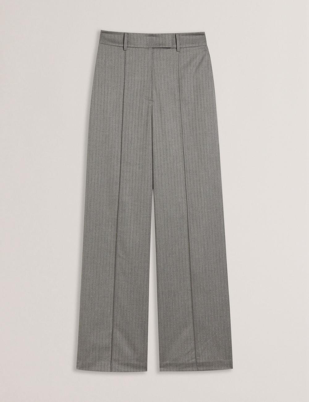 Women Ted Baker KOAT - Herringbone Wide Leg Tailored Trousers Dk-Grey | Egypt  NJVFU-6384