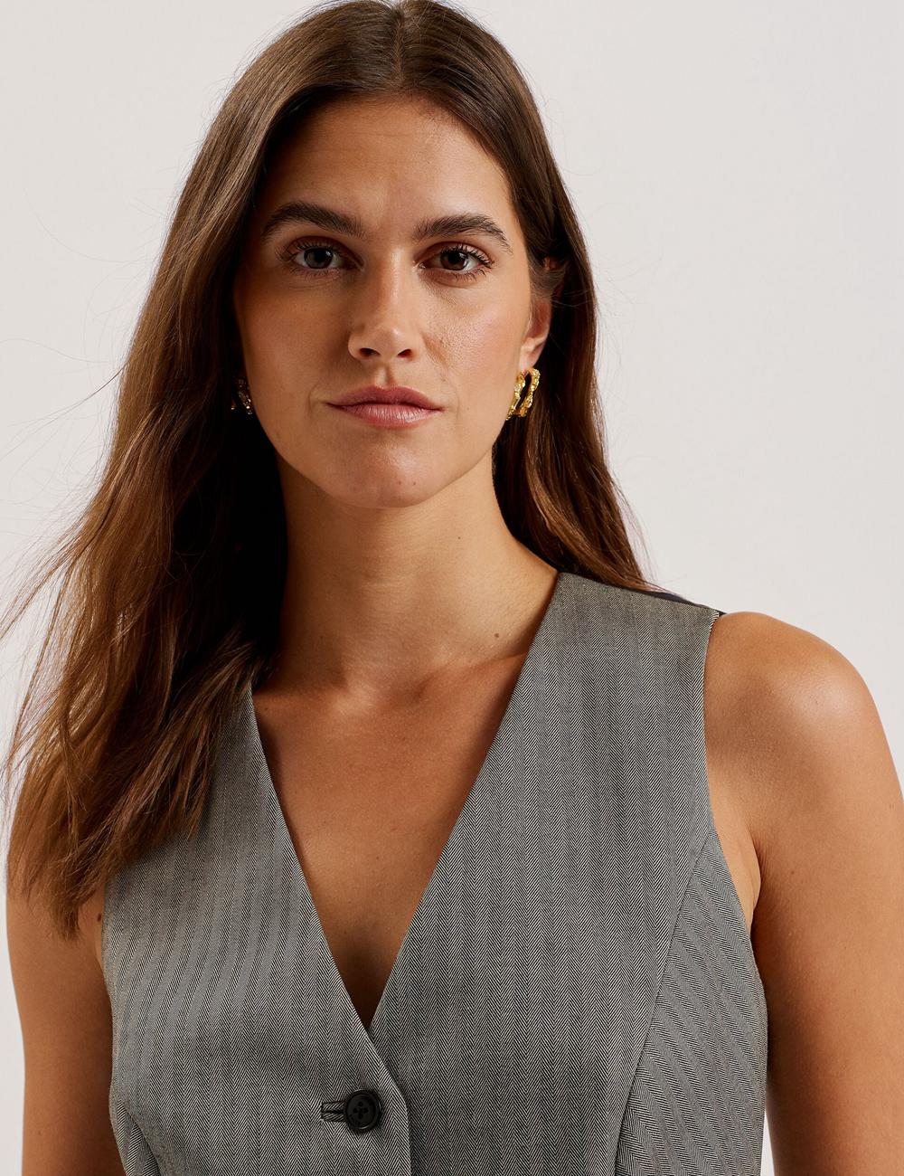 Women Ted Baker KOAW - Herringbone Single Breasted Suit Waistcoat Dk-Grey | Egypt  AMSRD-0892